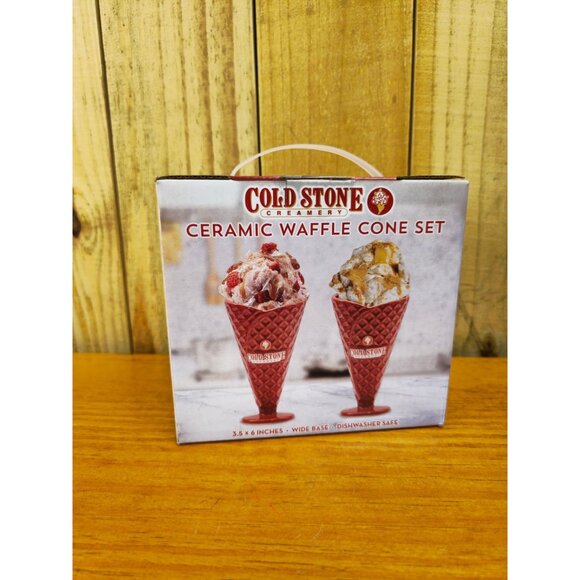 Cold Stone Creamery Ceramic Waffle Cone Set, NIB - Picture 2 of 5